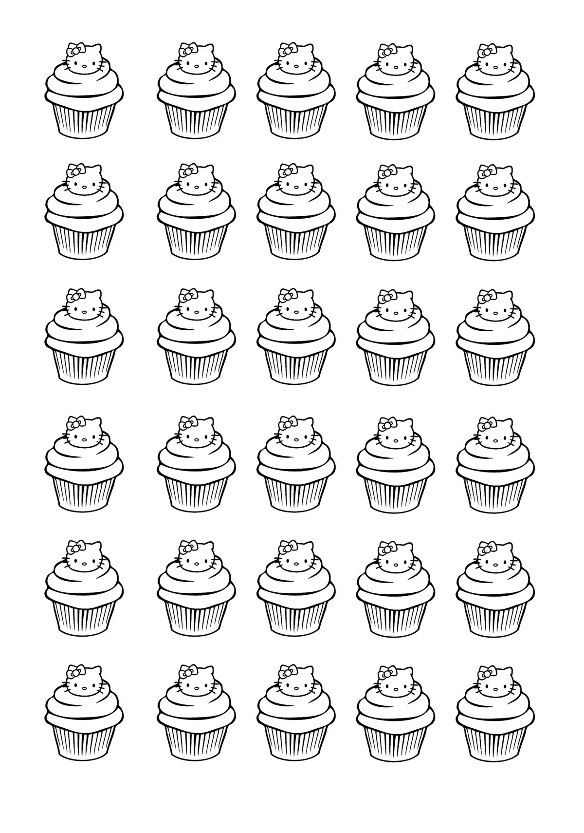 Coloriage Cupcakes Hello Kitty - Hello kitty à imprimer