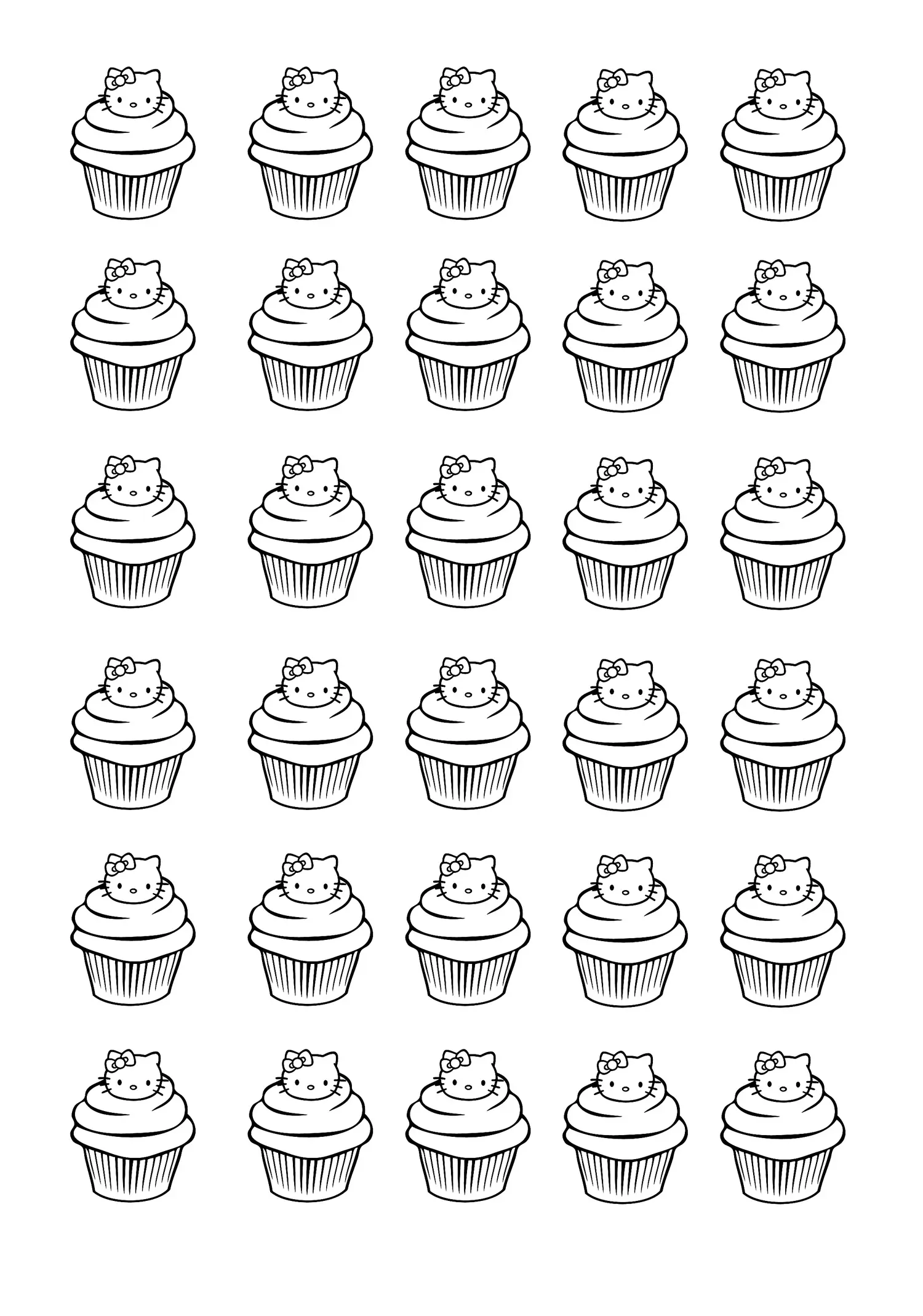 Coloriage Cupcakes Hello Kitty - Hello kitty à imprimer