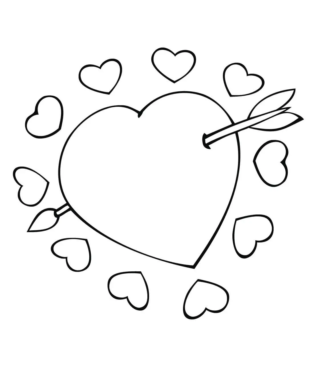 Coloriage Cupidon Cœur Avec Flèche - Coeur à imprimer