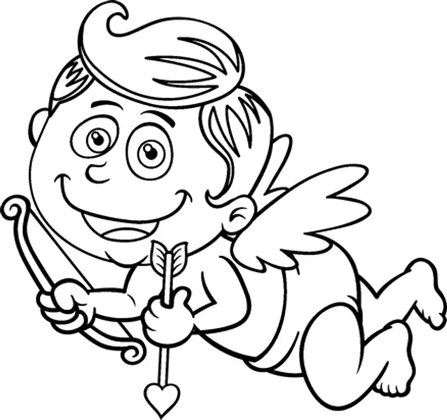 Coloriage Cupidon Content Saint Valentin - Saint-Valentin à imprimer