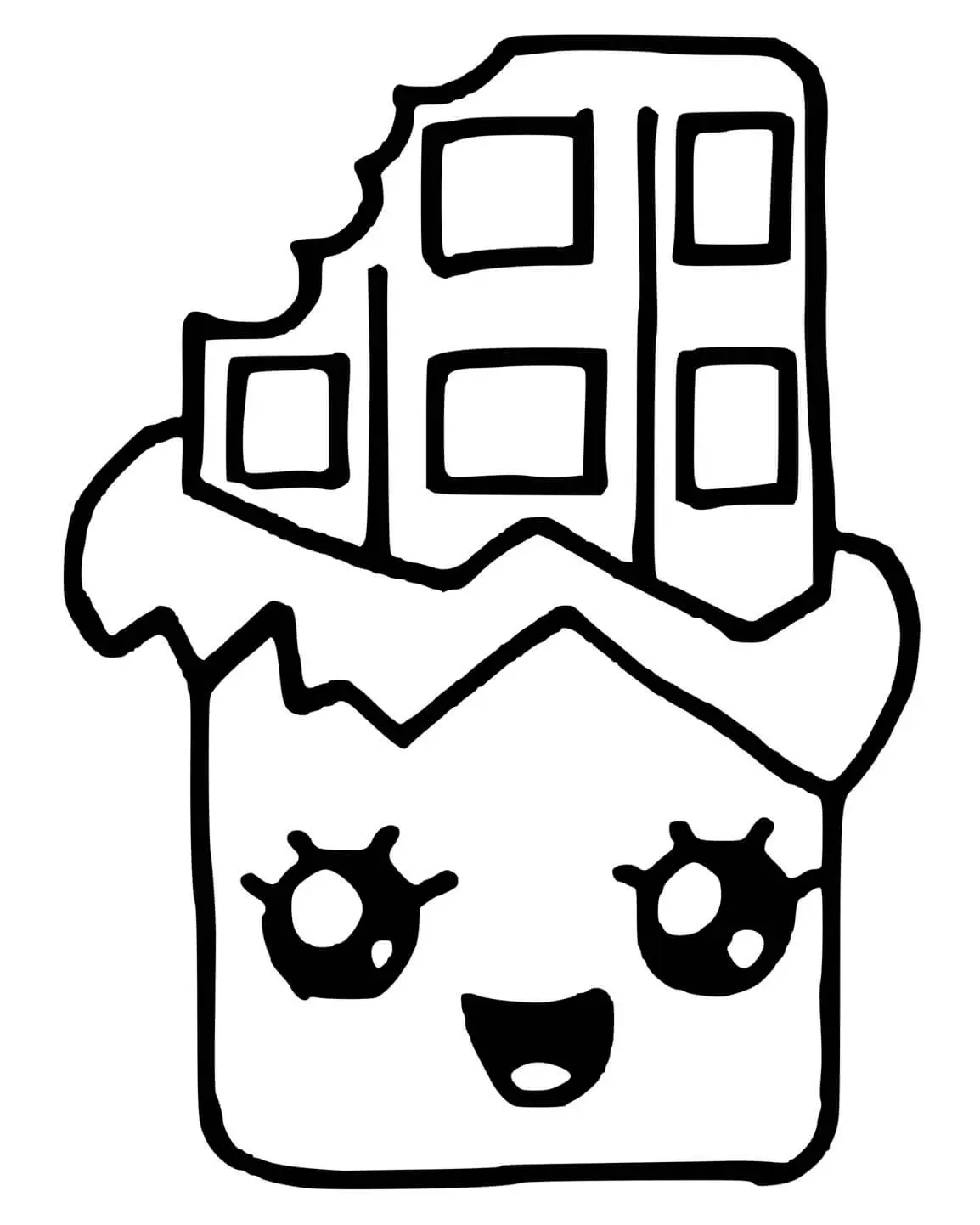 Kleurplaat Kawaii chocoladereep kleurplaat om te printen