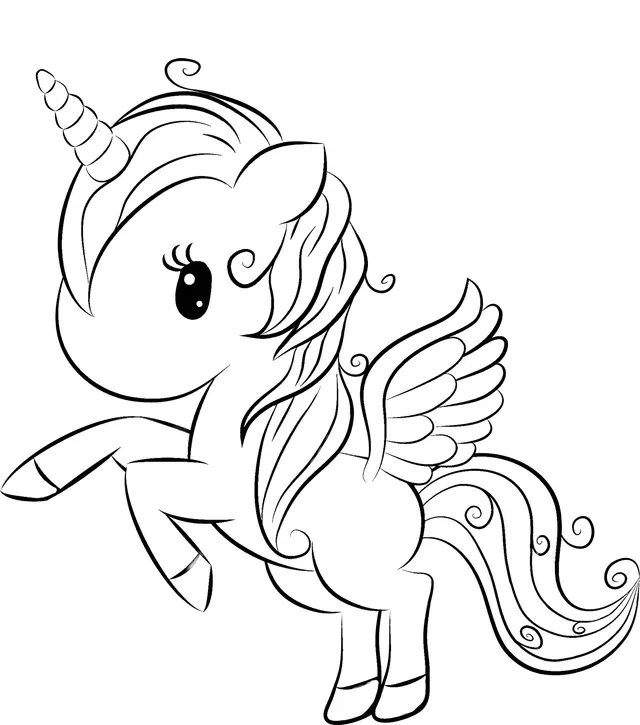 Coloriage Licorne mignonne #2 - Licorne à imprimer