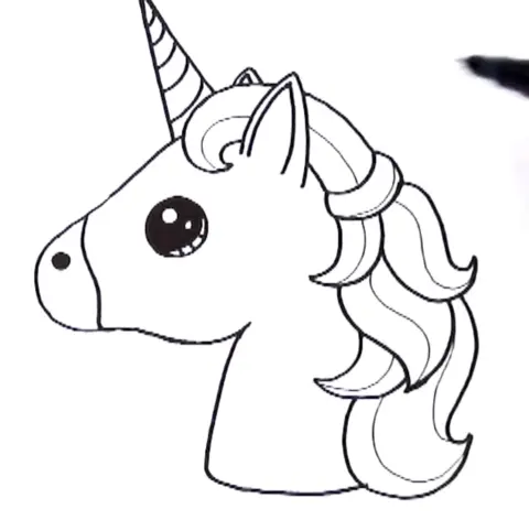 Coloriage Adorable Licorne Emoji Kawaii - Licorne à imprimer