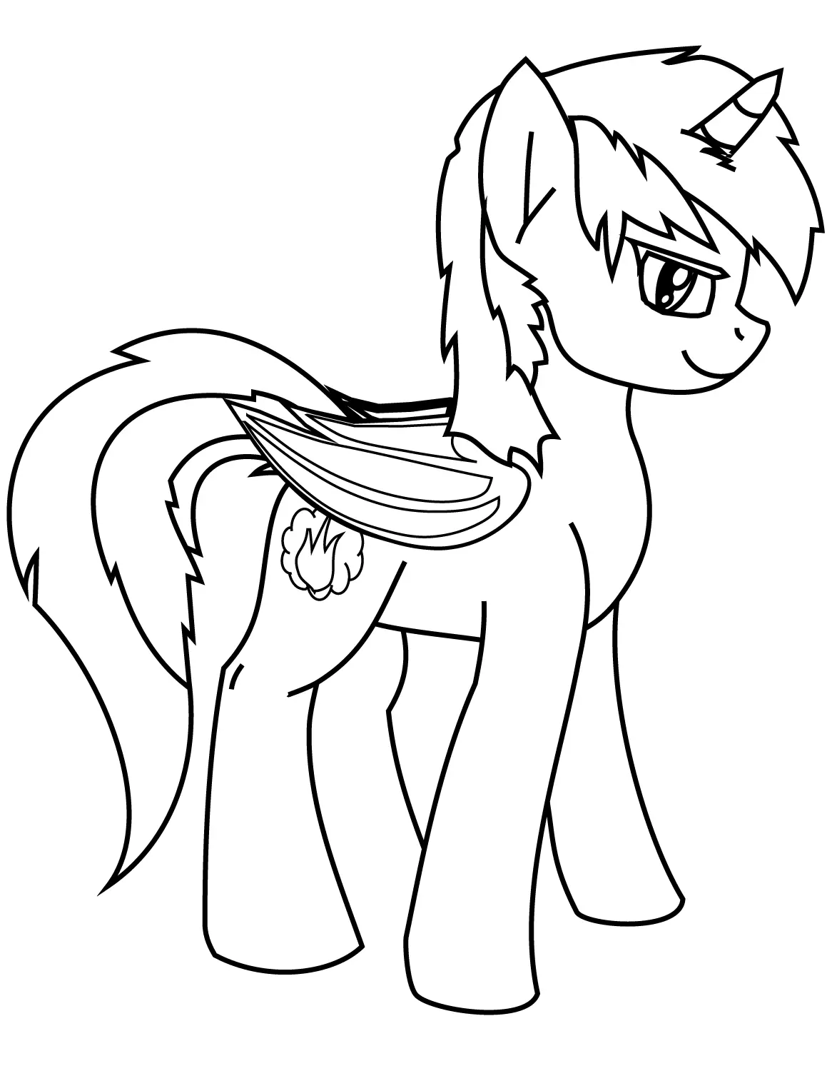 Disegno di Adorabile unicorno sorridente da stampare