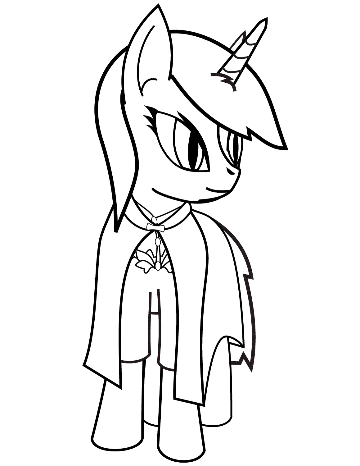 Coloriage Joli Poney Licorne Kawaii - Licorne à imprimer