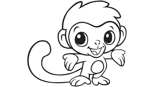Coloriage Petit Singe Mignon - Animaux mignon à imprimer