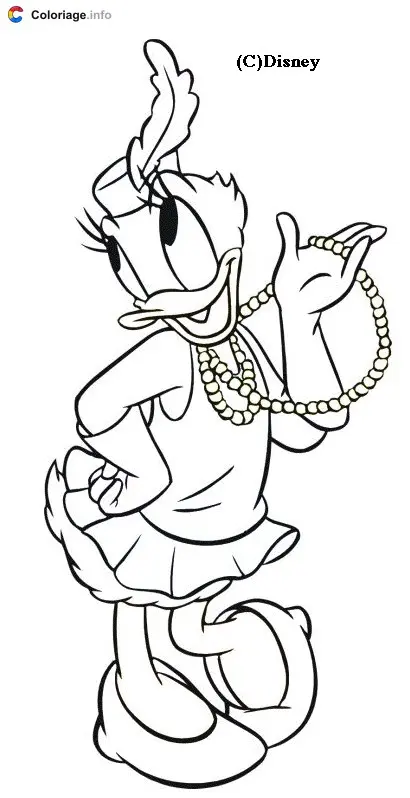 Daisy Duck with a Disney Necklace coloring page to print