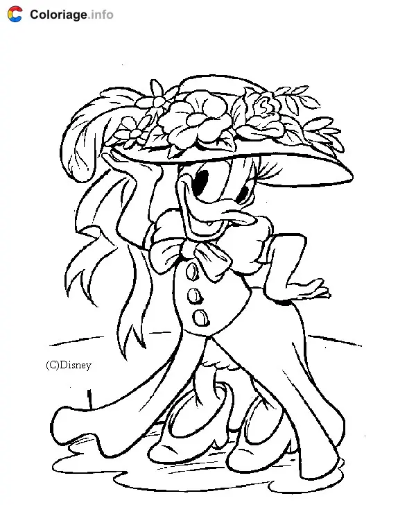 Daisy with a Big Hat Disney coloring page to print