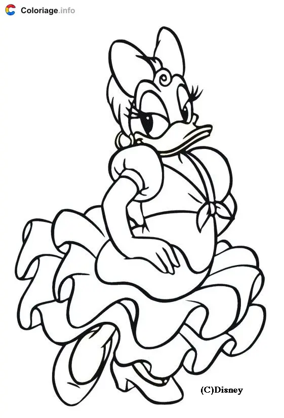 Daisy in an Evening Gown coloring page to print
