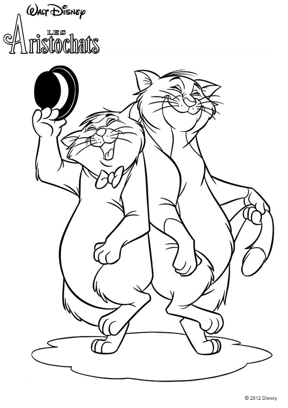 Coloriage Danse Des Chats Des Aristochats - Aristochats à imprimer