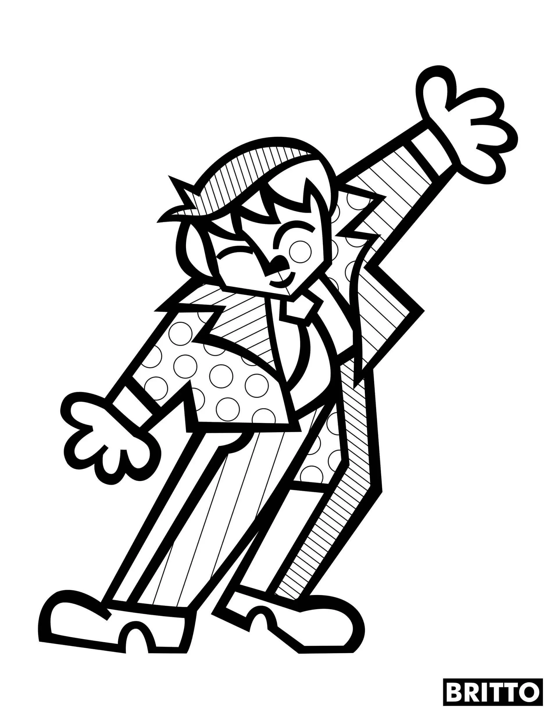 Coloriage Danseur Homme Joyeux Par Britto - Romero britto à imprimer