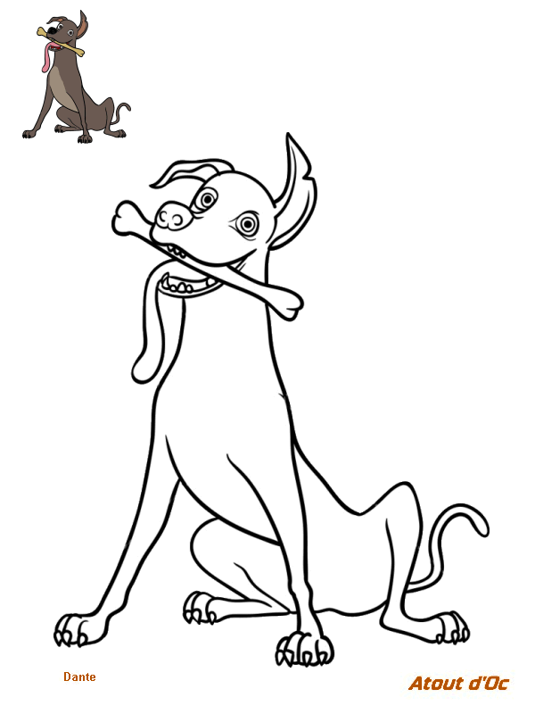 Ausmalbild Dante, der treue Hund von Miguel zum Ausdrucken