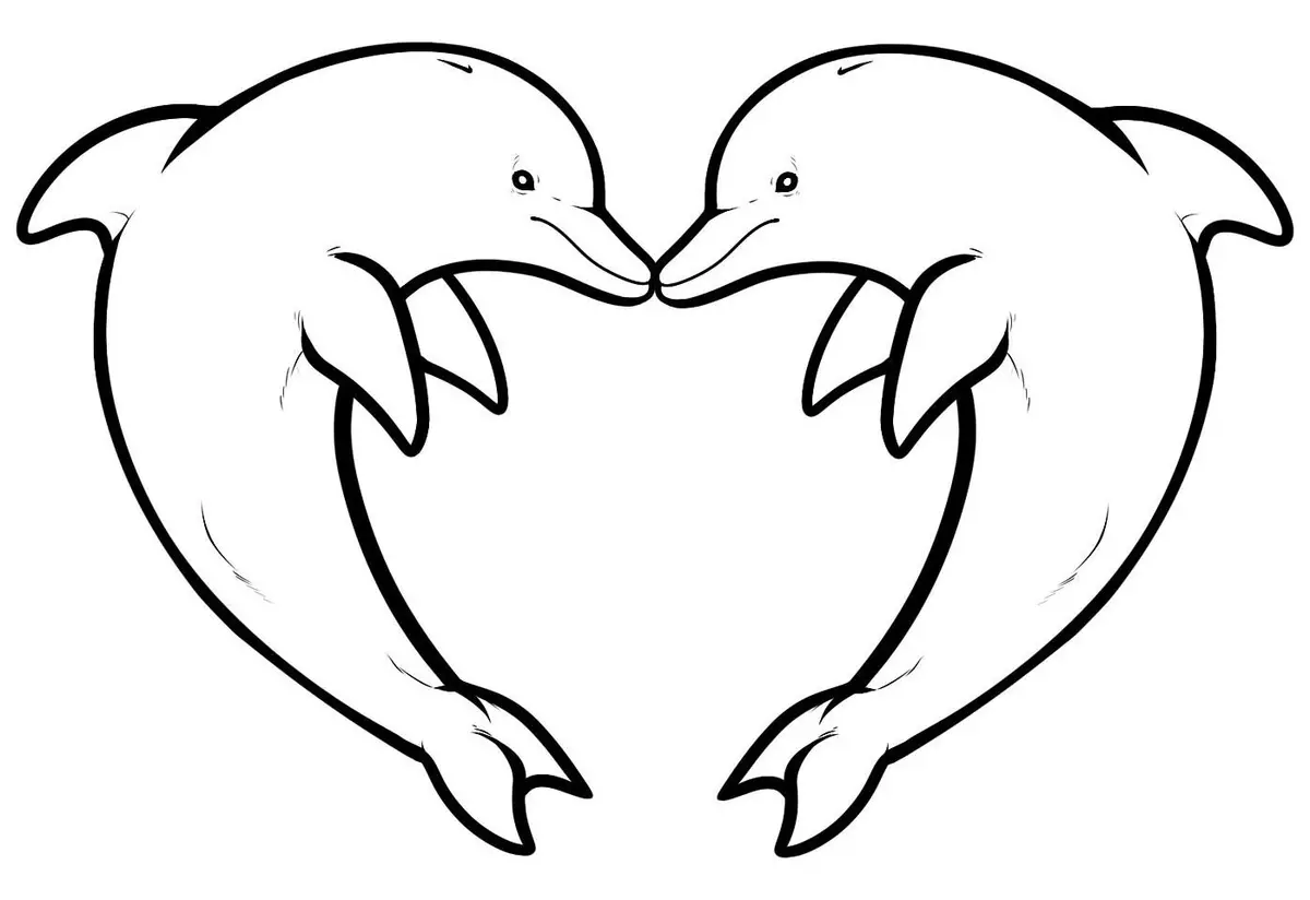 Heart Dolphin coloring page to print