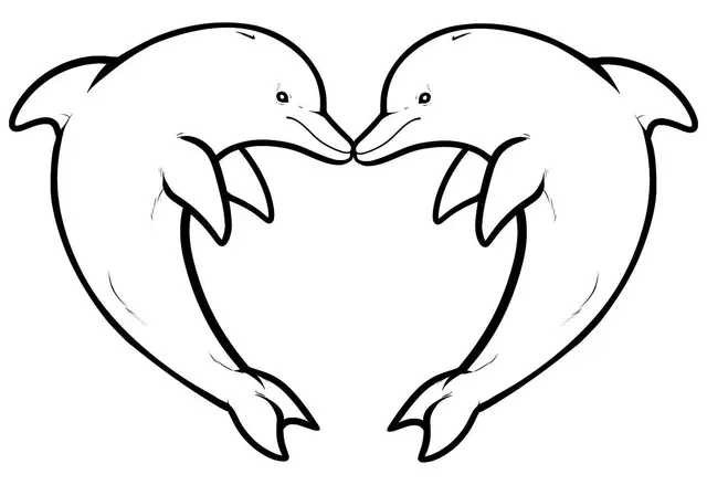 Heart Dolphin coloring page to print