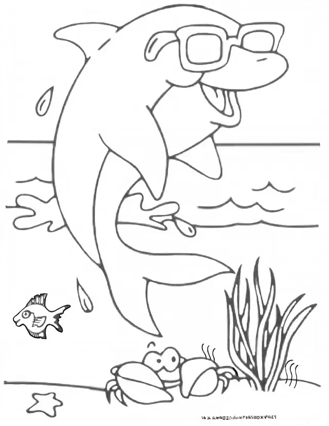 Cool Dolphin Wearing Sunglasses coloring page to print
