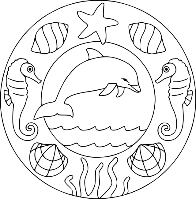 Coloriage Dauphin Mandala Facile Maternelle Ps - Dauphin à imprimer