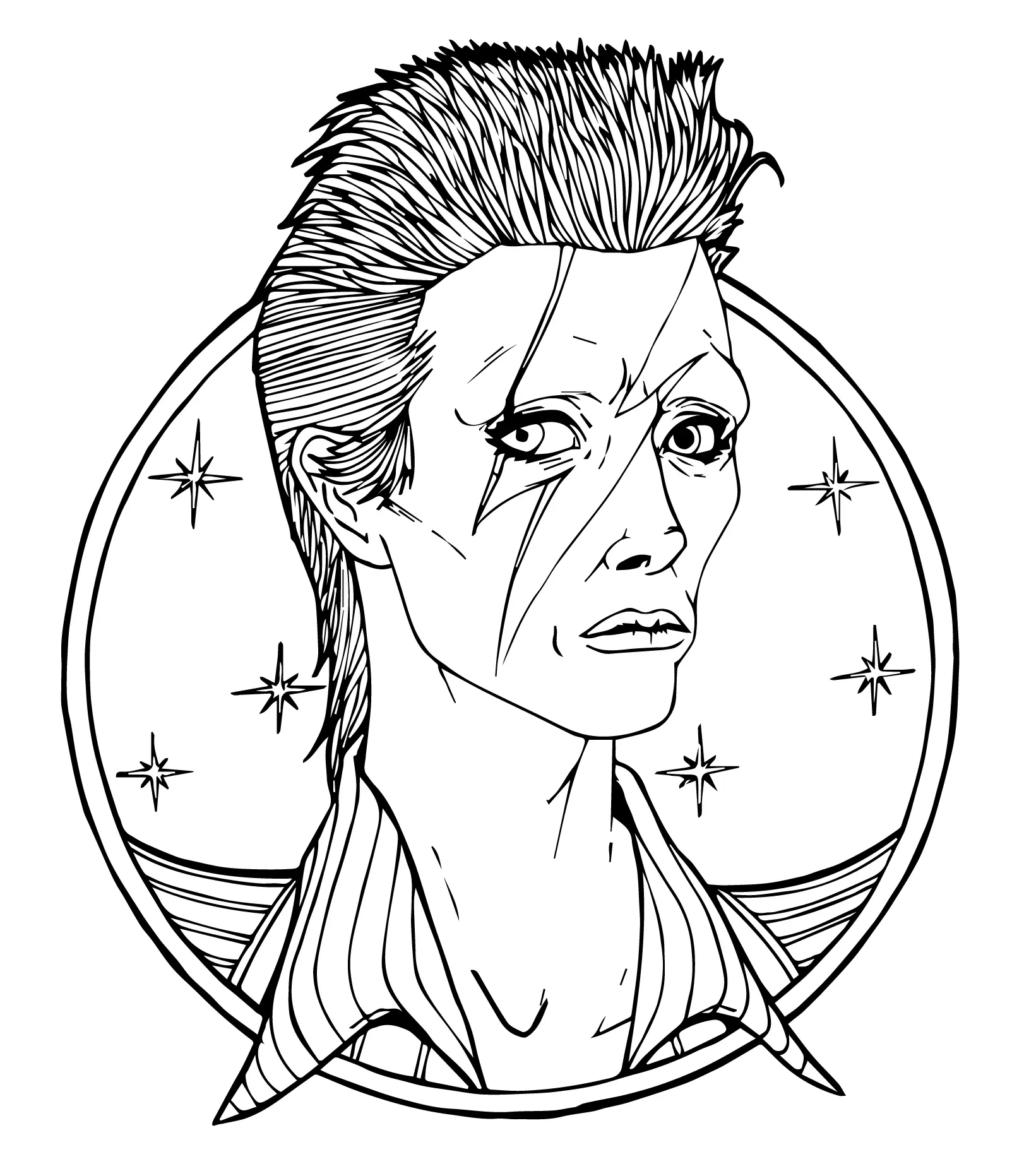 Coloriage David Bowie British Rock Star - Célébrité à imprimer