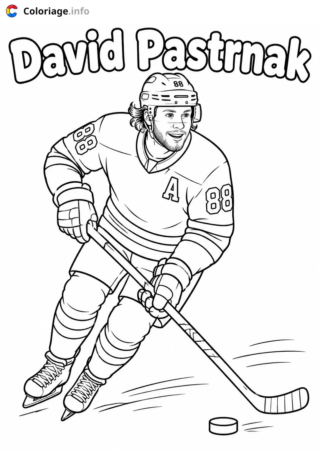 Dibujo de David Pastrnak jugador de hockey para colorear