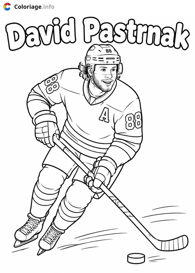 Coloriage David Pastrnak joueur de hockey - Hockey à imprimer