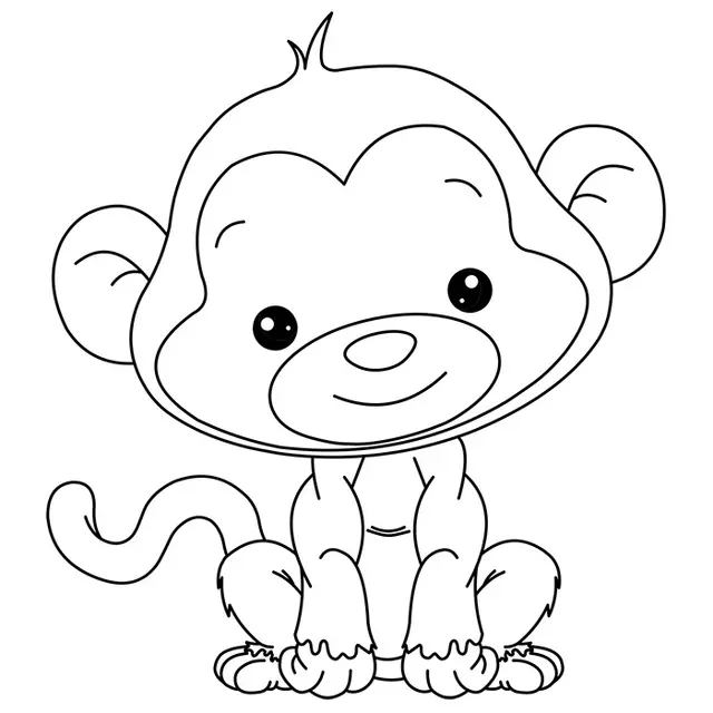 Coloriage De Bébé Singe Tout Mignon - Bébé à imprimer