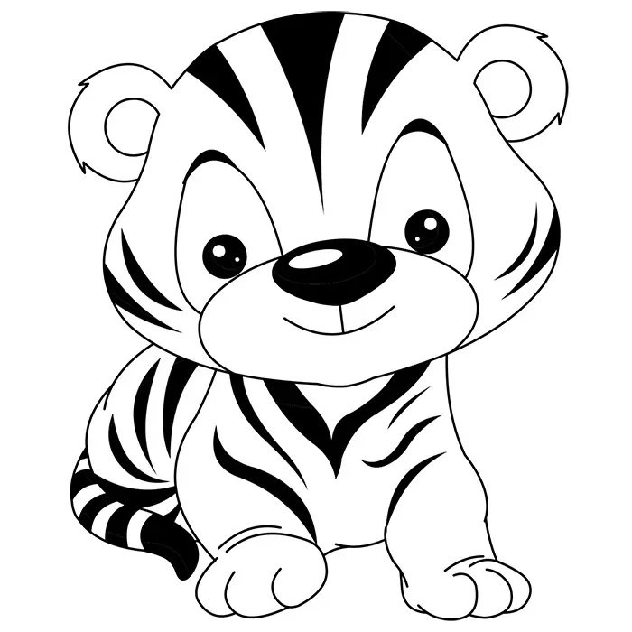 Coloriage De Bébé Tigre Rigolo - Bébé à imprimer