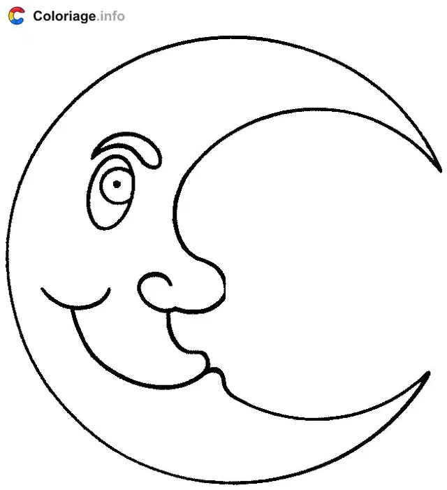 Coloriage De la lune - Lune à imprimer
