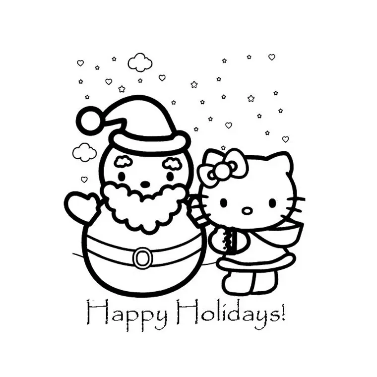 Coloriage De Noël De Hello Kitty - Noël à imprimer