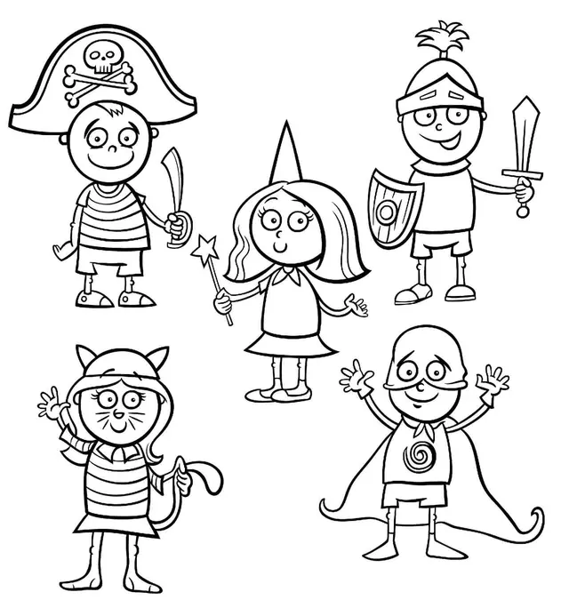 Coloriage Déguisements Et Costumes De Halloween Pour Enfants - Halloween à imprimer