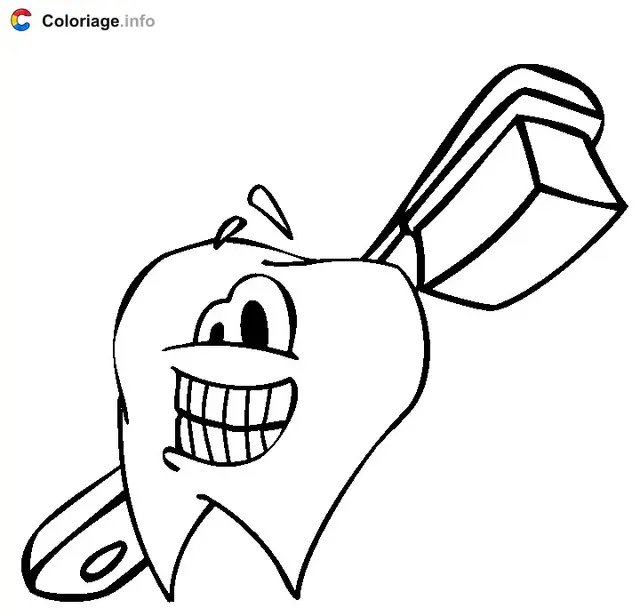 Coloriage Dent et brosse à dents - Dents à imprimer