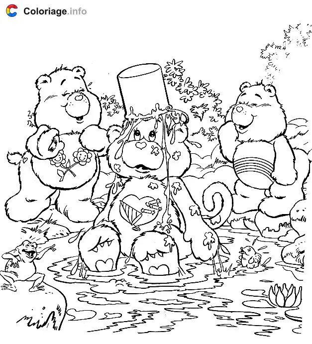 Care Bears Playing in the Water coloring page to print