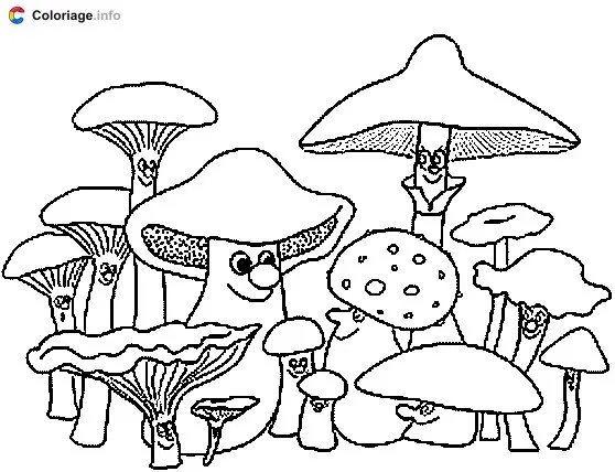 Des champignons de toutes les tailles coloring page to print