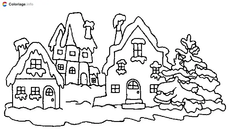 Disegno di Case sotto la neve da stampare