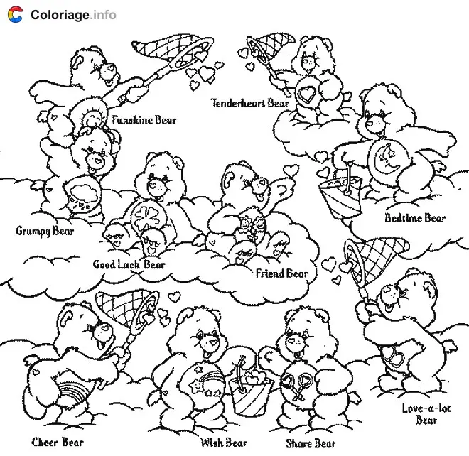 Care Bears Characters coloring page to print