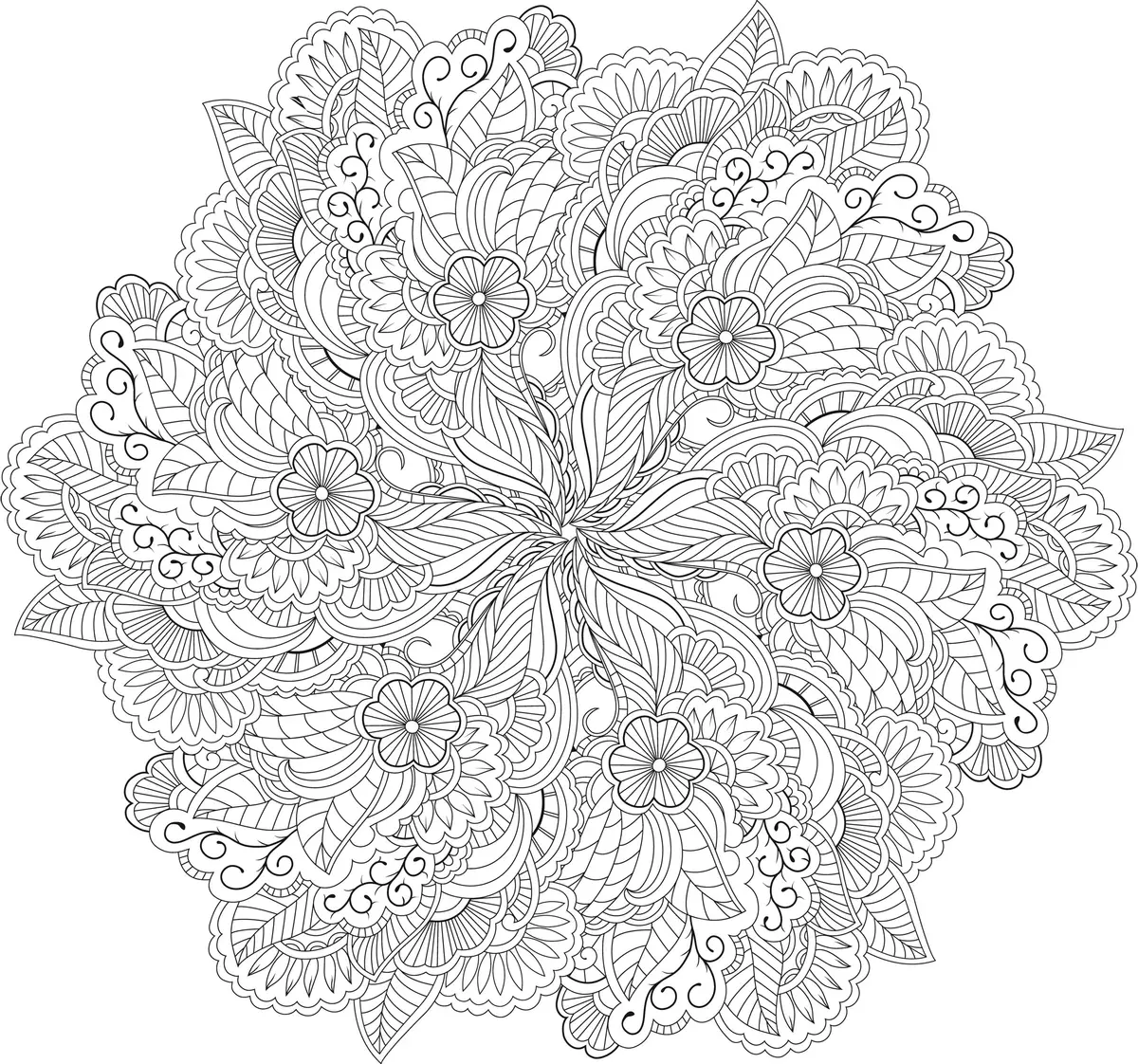Coloriage Ornements symétriques zen pour adultes - Adulte à imprimer