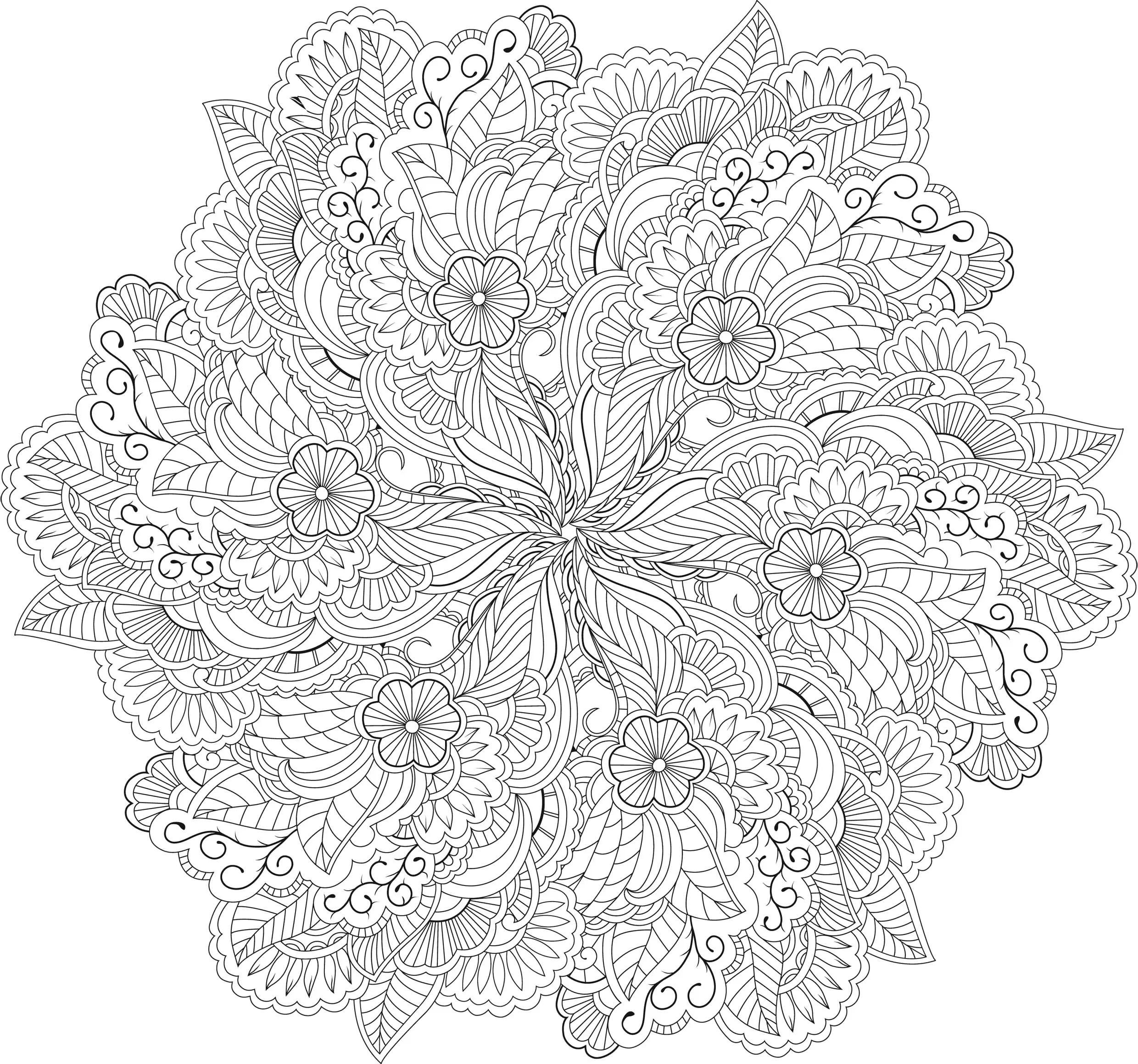 Coloriage Ornements symétriques zen pour adultes - Adulte à imprimer