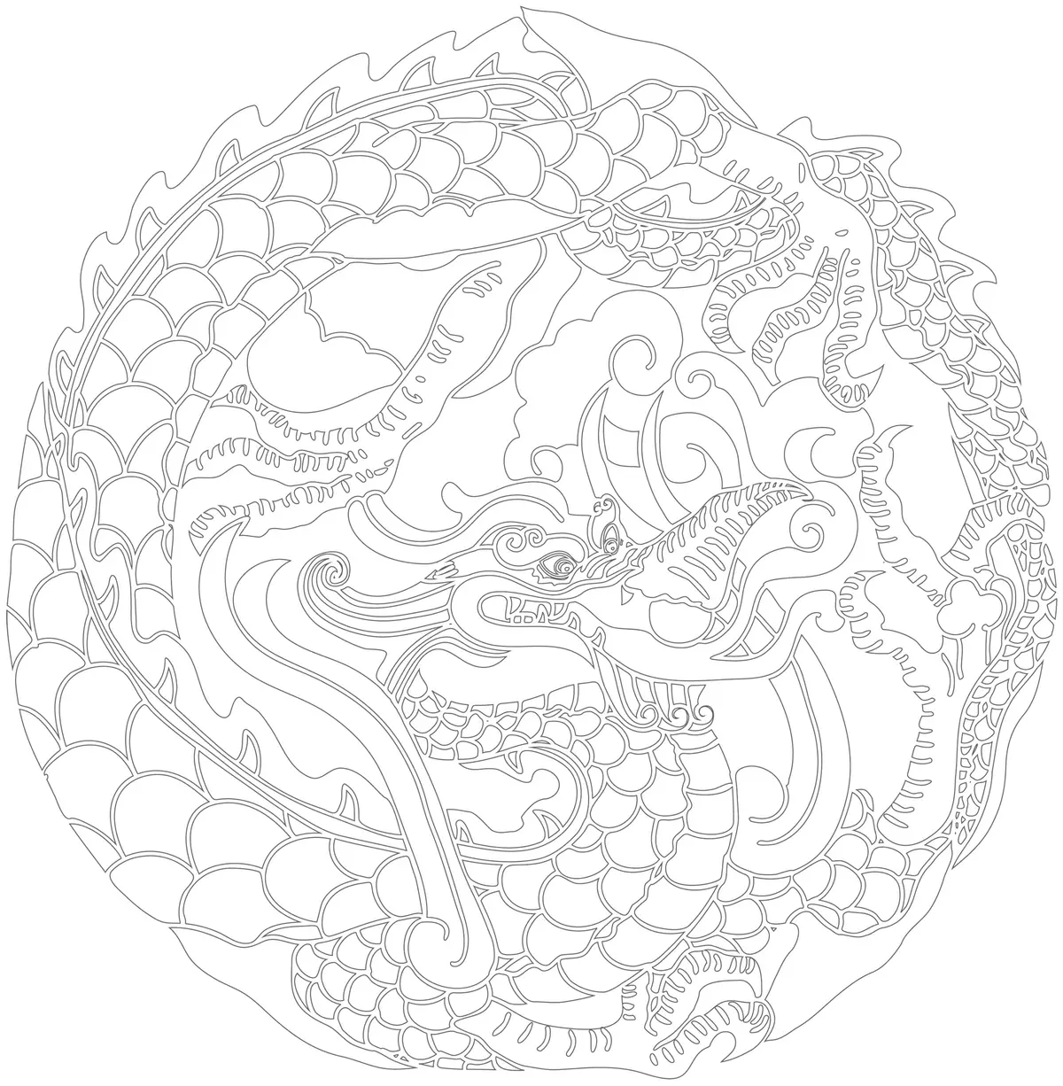 Coloriage Motif zen abstrait arabesque relaxante anti-stress - Adulte à imprimer