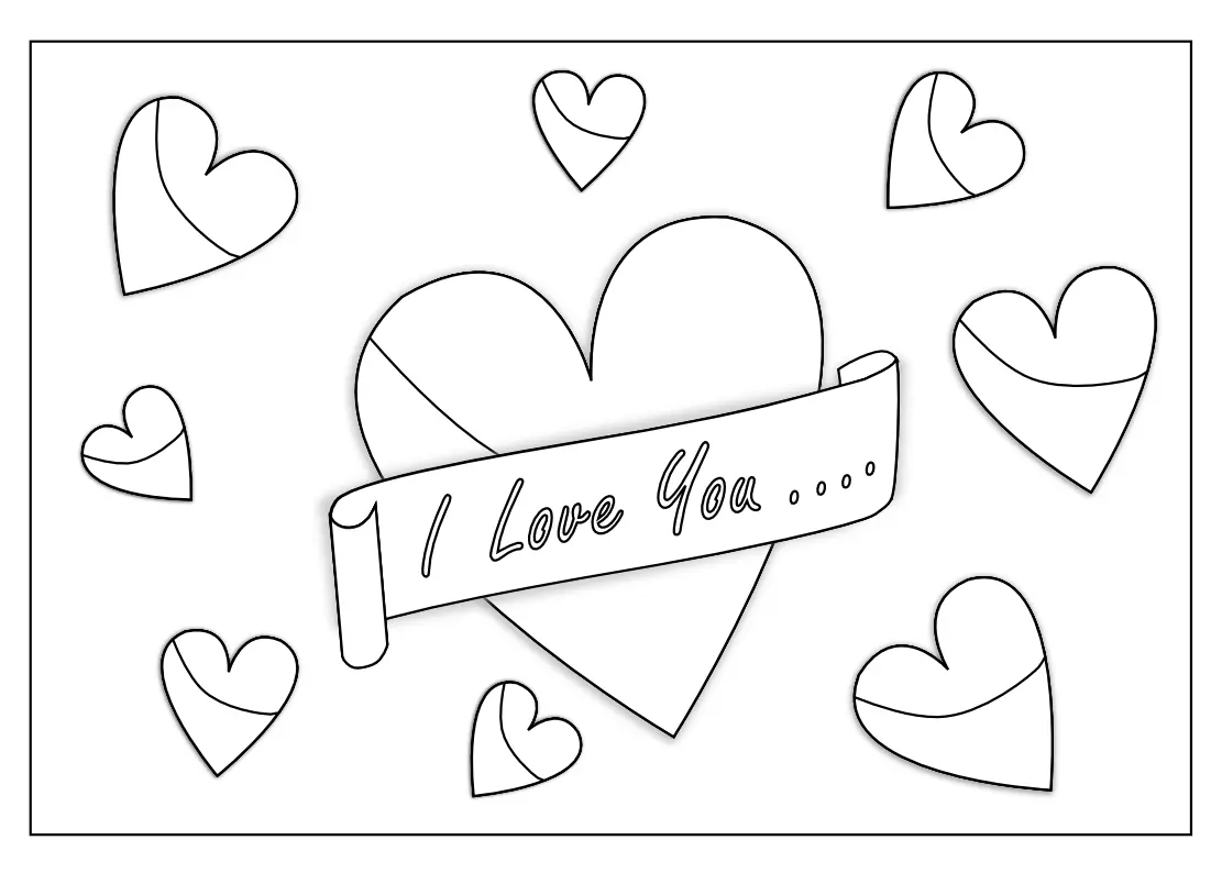 Coloriage Deux cœurs unis avec couronne de roses - Amour coeur à imprimer