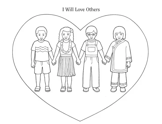 Coloriage Deux cœurs unis dans une étreinte tendre - Amour à imprimer