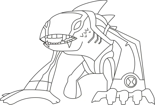 Coloriage Ben 10 transformé en créature alien puissante - Garçon à imprimer