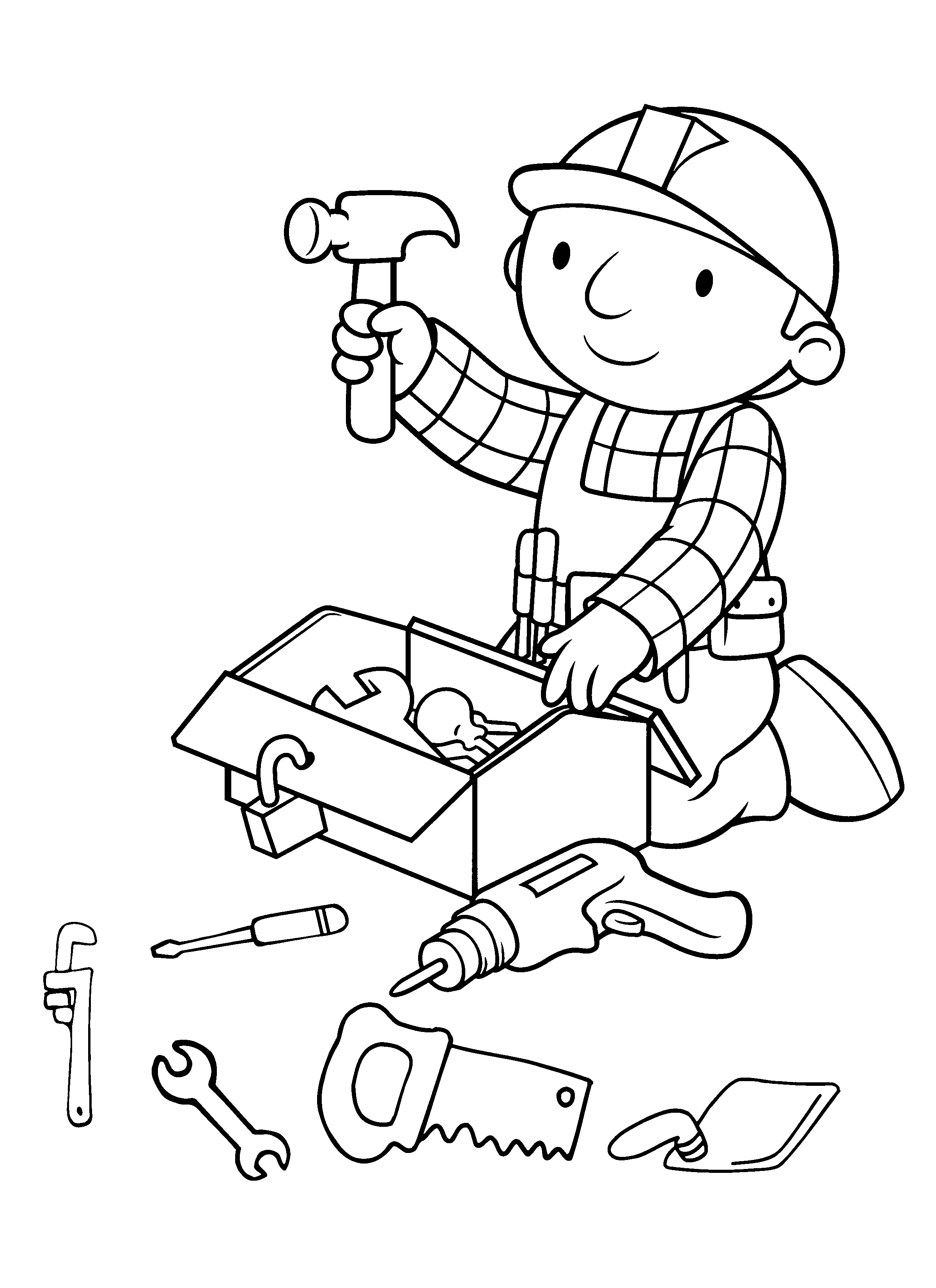 Coloriage Bob le bricoleur avec ses outils magiques - Bob le bricoleur à imprimer