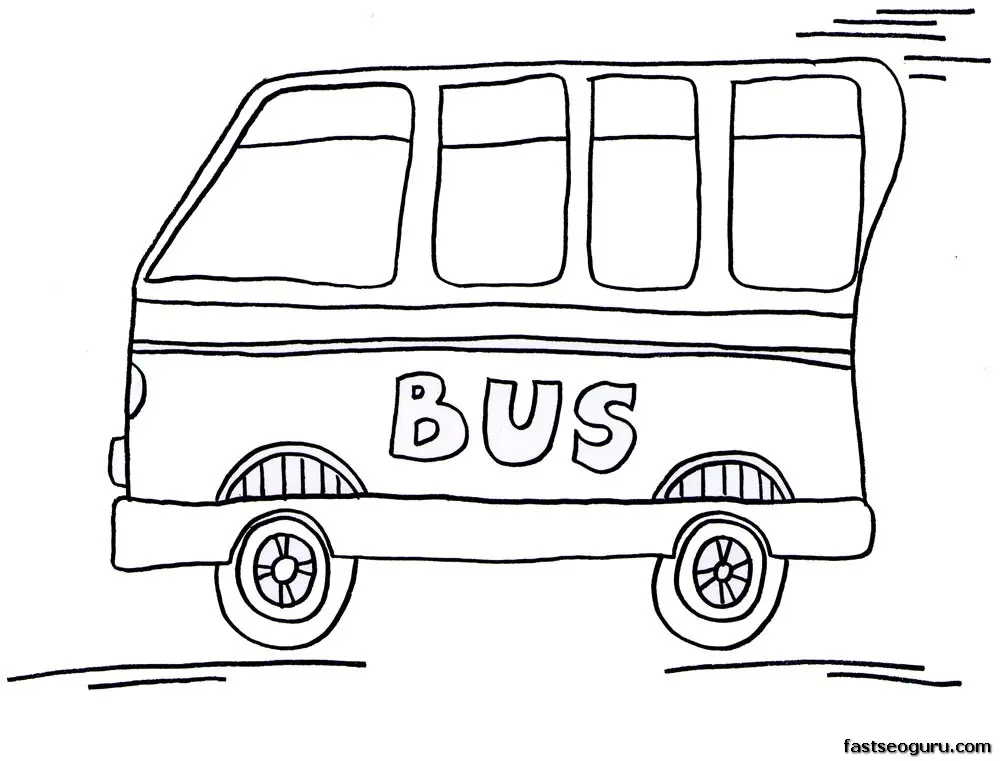 Coloriage Bus scolaire jaune en route - Enfants à imprimer