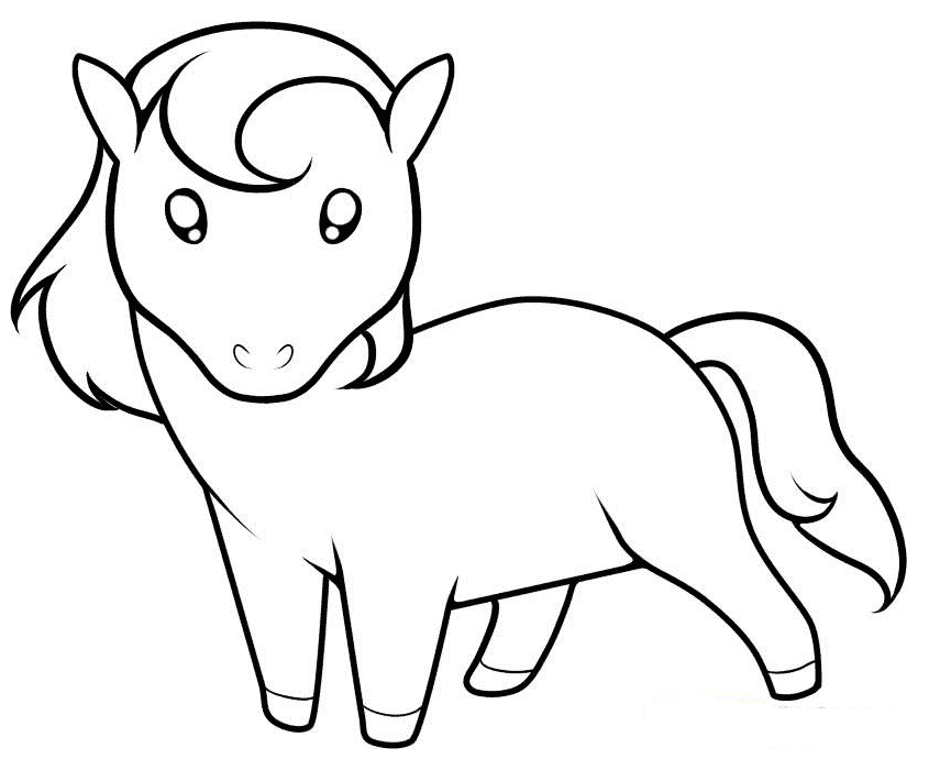 Coloriage Dessin Cheval Minon Facile - Dessin à imprimer