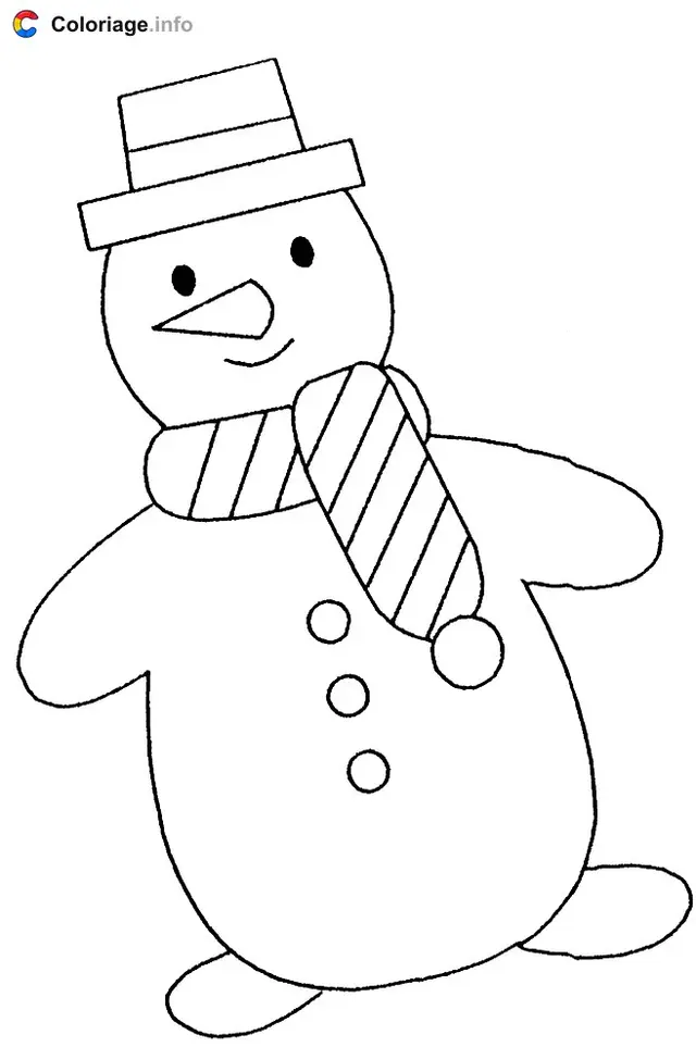 Coloriage Dessin d'un bonhomme de neige - Bonhomme de neige à imprimer