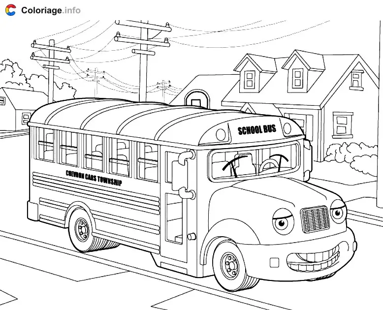 Coloriage Dessin d un bus scolaire - Rentrée scolaire à imprimer