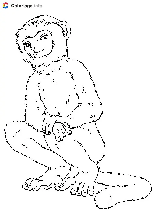 Friendly Monkey coloring page to print