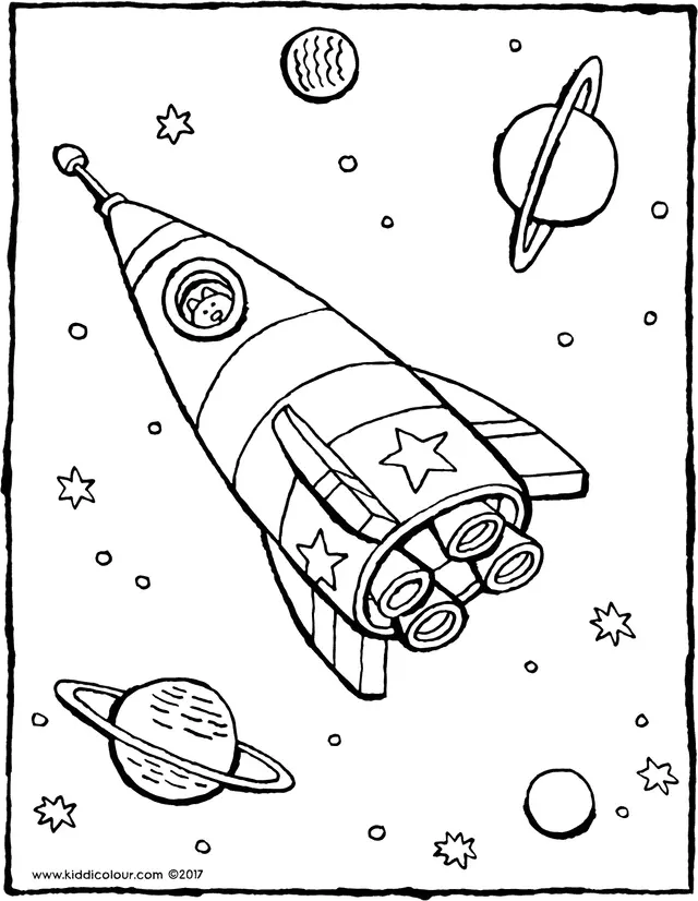 Coloriage Dessin De Fusée Dans L'espace - Fusée à imprimer