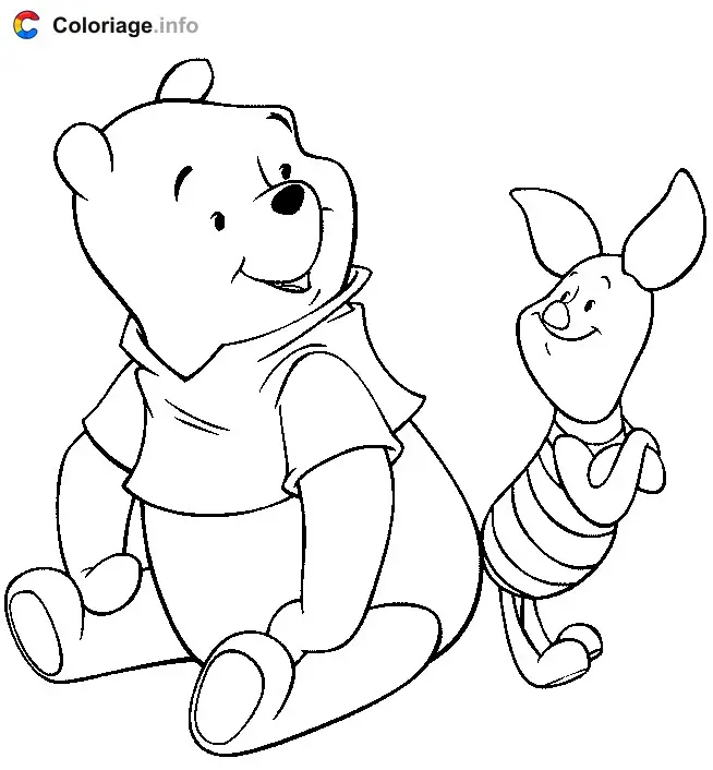 Winnie and Piglet coloring page to print