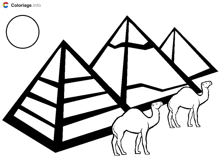 The Three Pyramids of Egypt coloring page to print