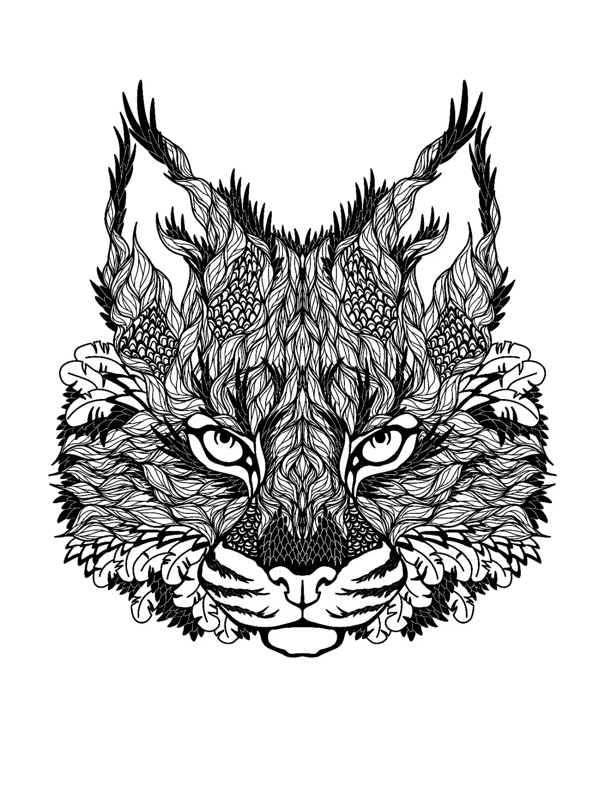 Coloriage Dessin Difficile Adulte Loup Zen - Adulte à imprimer
