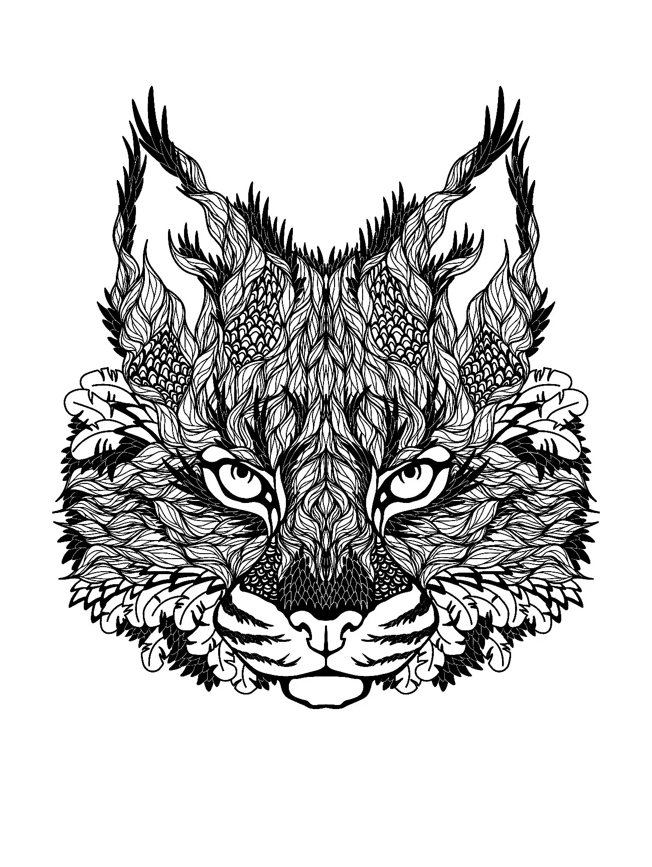 Coloriage Dessin Difficile Adulte Loup Zen - Adulte à imprimer